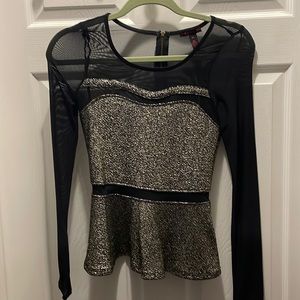 Material Girl shirt. Gold and black sheer. Size XS.